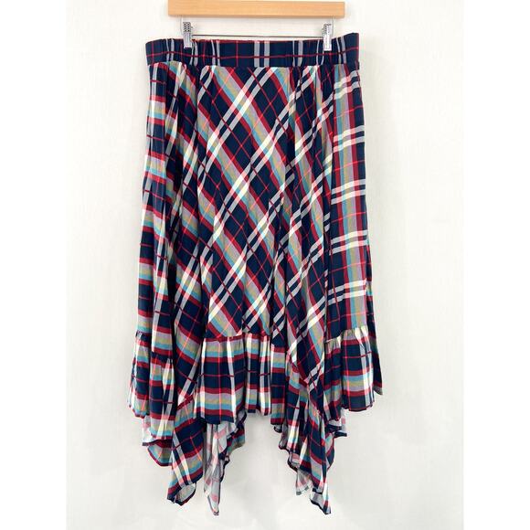 Torrid Plaid Hankerchief Red Plaid Midi Skirt size 1X Academia - Picture 2 of 8